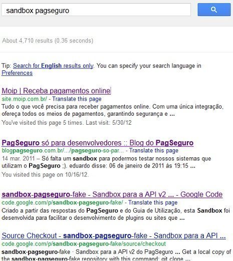 Sandbox Moip no Pagseguro Sandbox PagSeguro