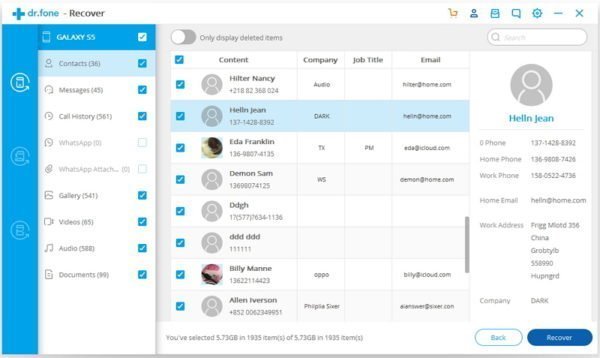 Escolha os arquivos que devem ser recuperados pelo dr. fone! Recuperação de arquivos deletados