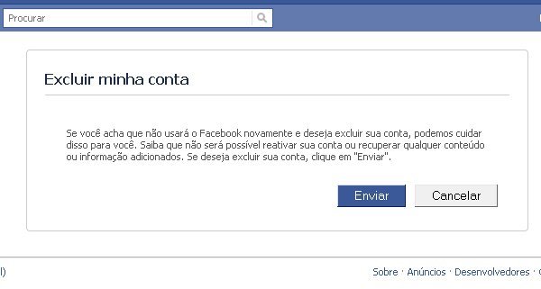 Excluir conta do facebook definitivamente