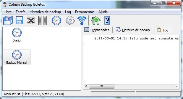 Simplicidade do Cobian Backup