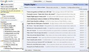 Como aparecem os feed no Google Reader