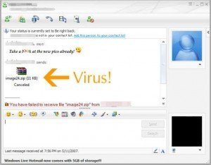 Virus enviado pelo MSN