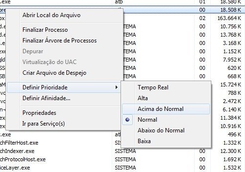 Mudar prioridade de um processo